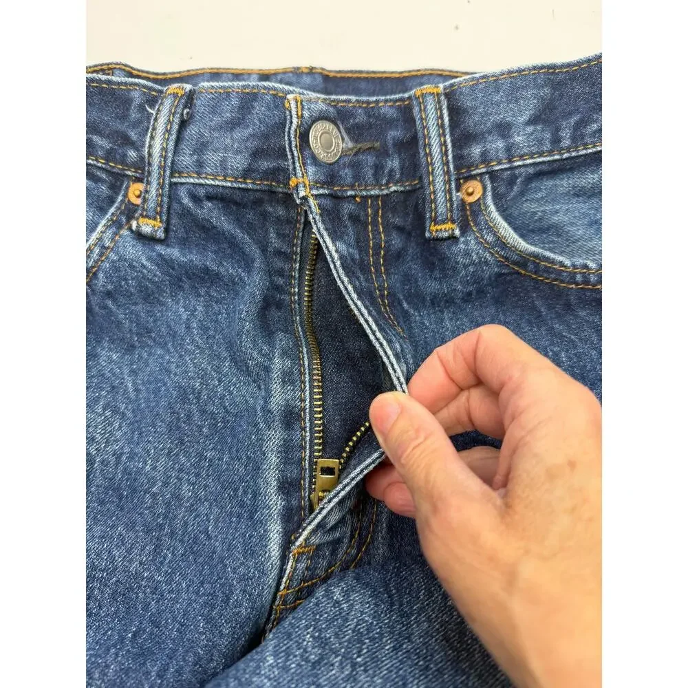 Levi's 505 Straight Leg Jeans Mens Size 33x32 Dark Wash Distressed